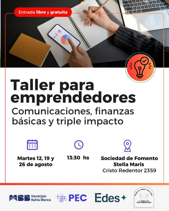 Se realizará un taller para emprendedores en Stella Maris.